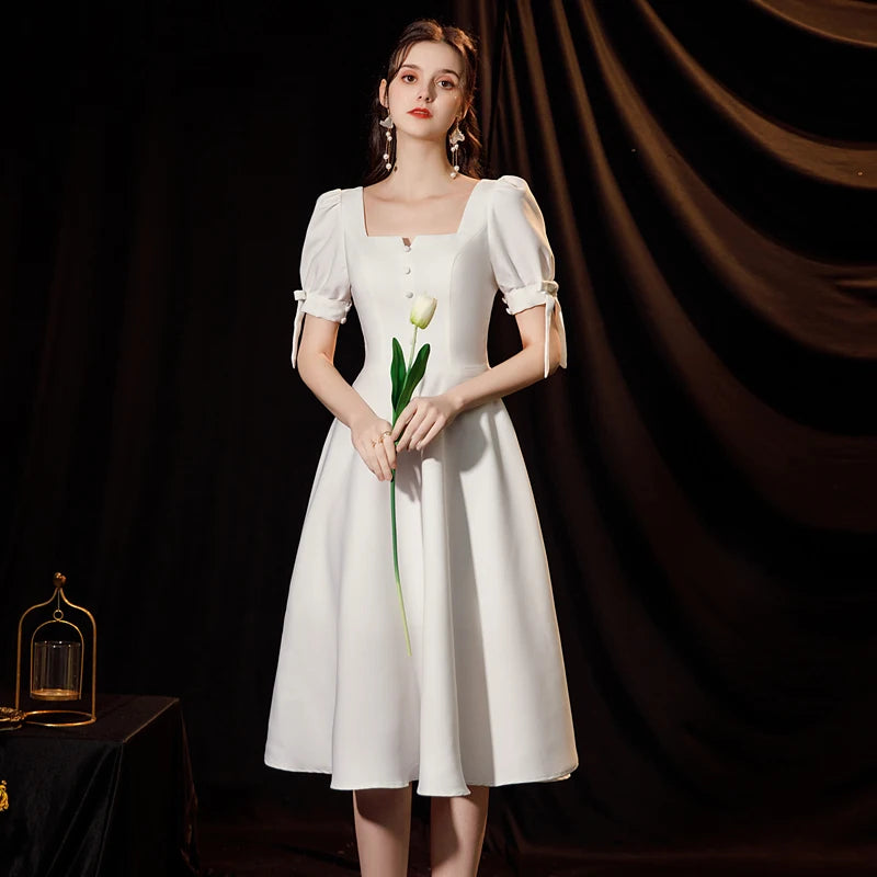 knee length dresses for ladies Ava Mixed Media Midi Dress in Frosted | Color - Magnolia White / Xs main image 0