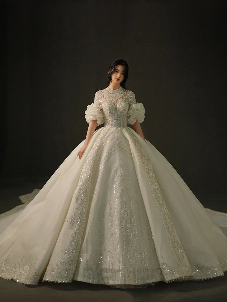 Exquisite Lace Bridal Gown With Puffy Sleeves on Luulla