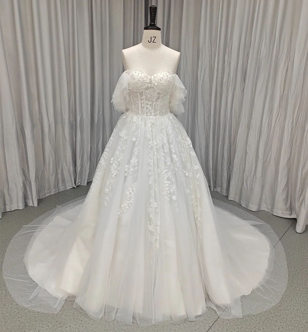 navy blue dress for baby girl Lace Off-Shoulder A-Line Bridal Gown Majesty