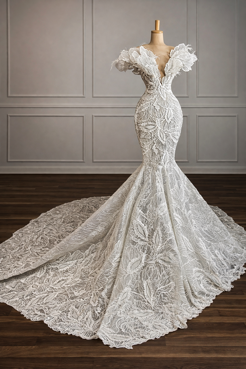 slim fit dress slacks Davinci Bridal 50523 Embellished Lace Sequin Mermaid Wedding Dress Sheer Back 6 / White main image 0