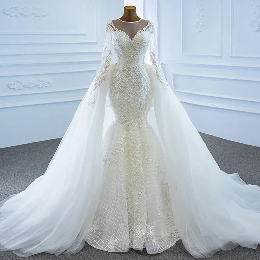 fitted lace wedding dress Luxury Mermaid Wedding Dresses