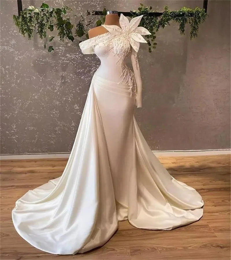 off the shoulder asymmetrical wedding dress Aire main image 0