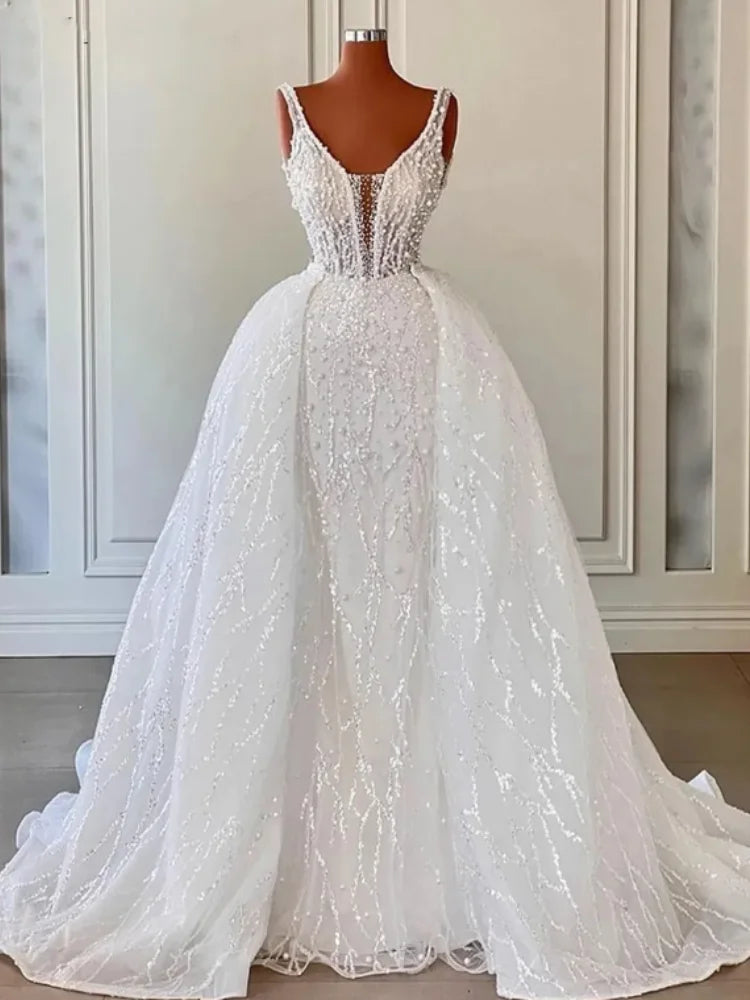 Exquisite Lace Bridal Gown With Sparkling Beads