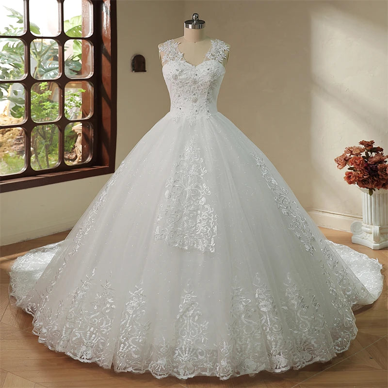 Lace Bridal Gown With Floral Beaded Design