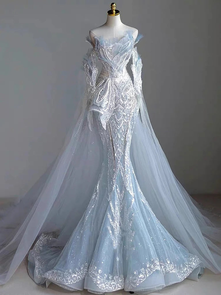 Stunning Lace Gown With Sheer Flowy Sleeves on Luulla