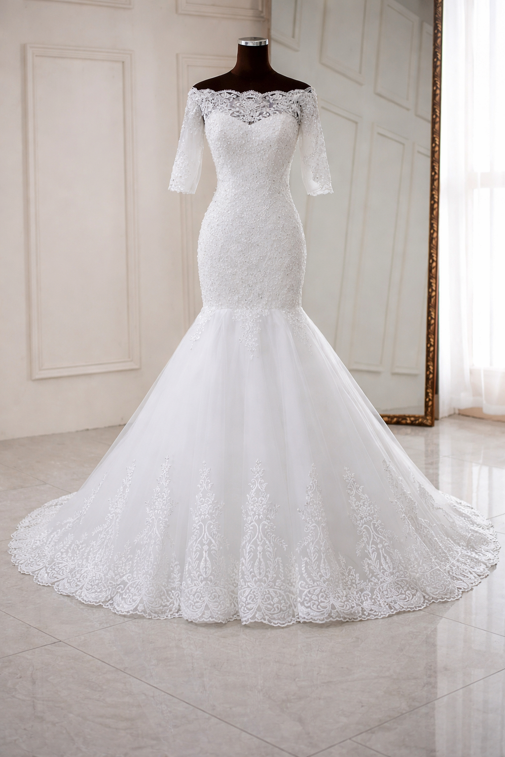 half mermaid wedding dress Sexy Off-Shoulder Mermaid Wedding Dress