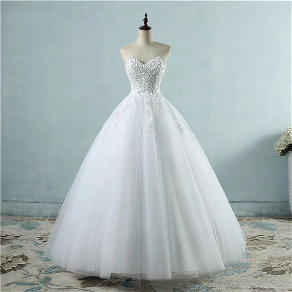 Strapless Lace Bodice Tulle Wedding Gown Princess Wedding Dresses 2025