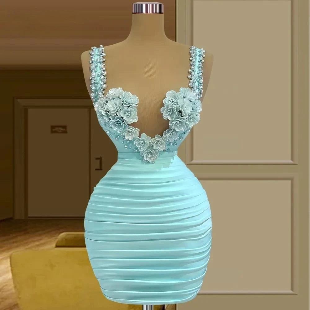 aqua blue short bridesmaid dresses Light Blue Short Tulle Bridesmaids Dress for Fairy tale Wedding Size 4 / Other main image 1
