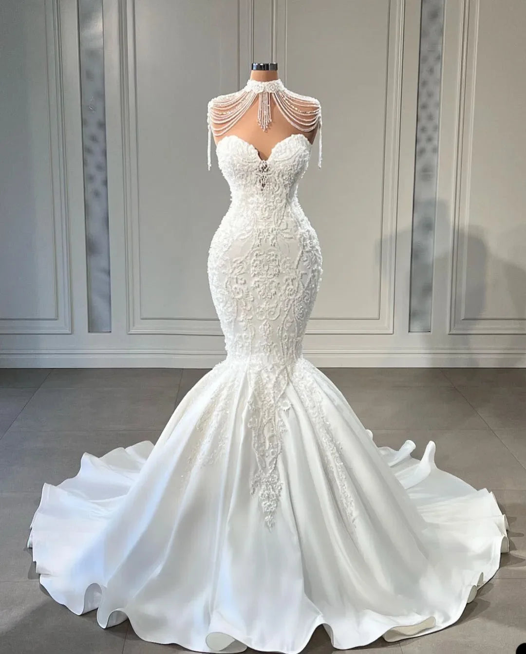 beaded strapless mermaid wedding dress WL060 - Andrea & Leo Trailing Ivy Mermaid Gown main image 1