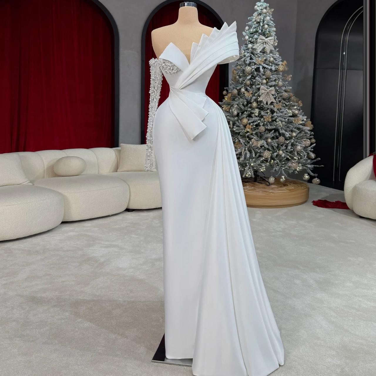 Asymmetrical Off-shoulder Gown With Statement Sleeves on Luulla