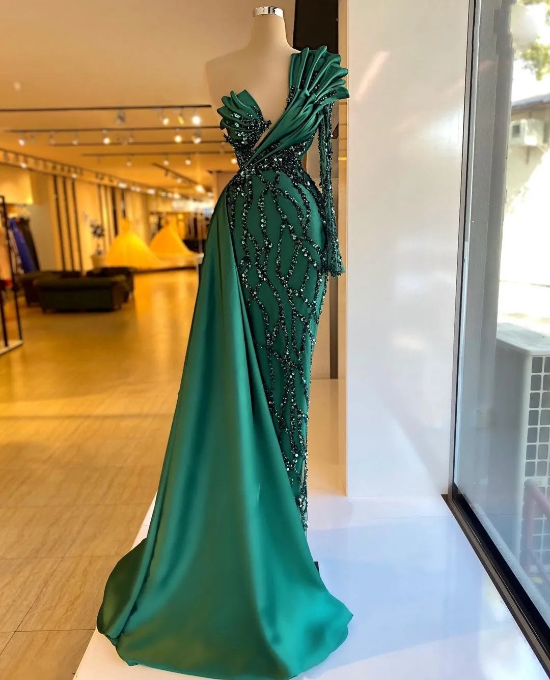 sachin and babi light blue dress Crystal Embellished Turtleneck Sweater Dress - Emerald