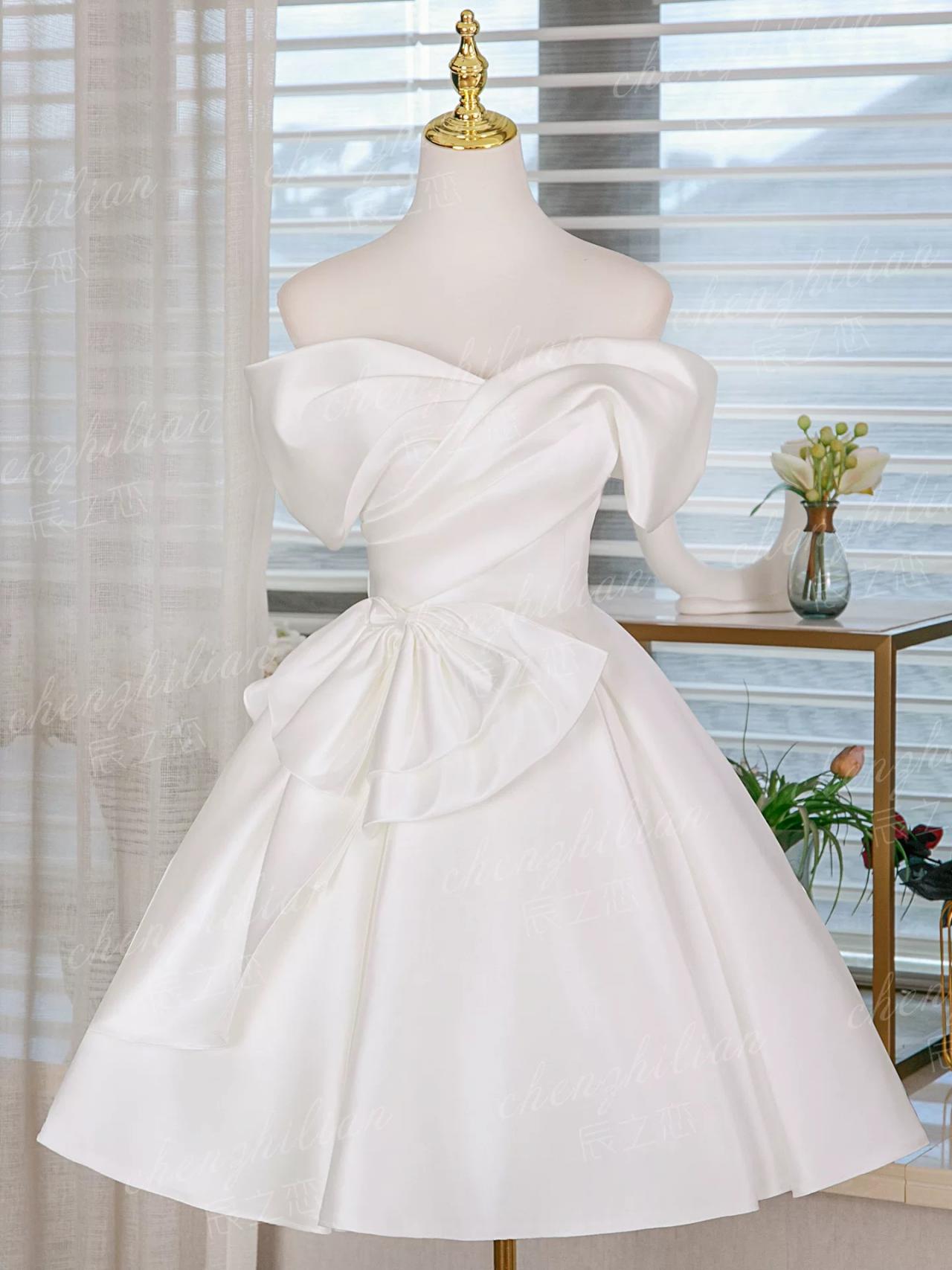 white bridesmaid dresses with colored sashes VITIS in COLOR
