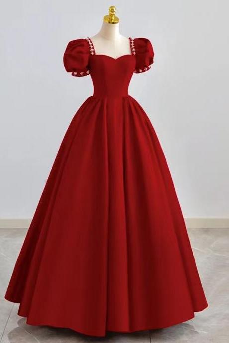 Escaped Princess Dress, Red Dress, Square Party Dress With Diamond,handmade