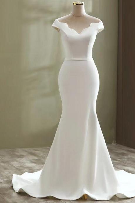 , Mermaid Bridal Dress, Fashion, Simple Satin Dress,light Wedding Dress,handmade
