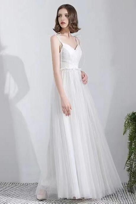 Spaghetti Strap Light Wedding Dress, Simple Super Fairy Wedding Dress,handmade