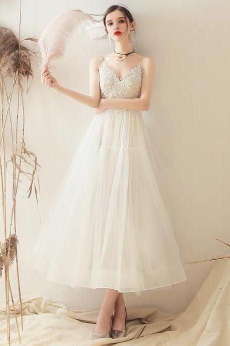 Spaghetti Strap Light Wedding Dress, Simple ,fairy Wedding Dress,handmade