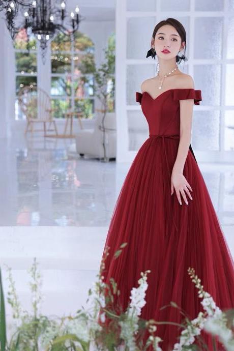 Off shoulder evening dress, red elegant prom dress,handmade