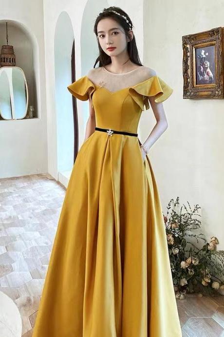 Yellow party dress, new, socialite prom dress , high quality bridesmaid dress,Handmade,JB0096