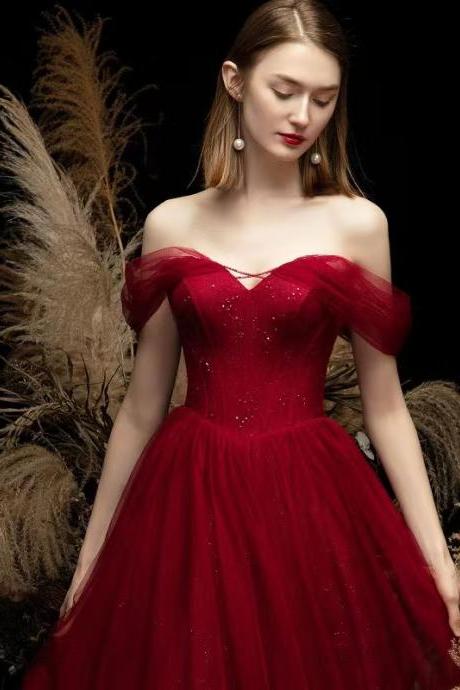 Off-the-shoulder Party Dresses, Sexy Red Prom Dresses,handmade