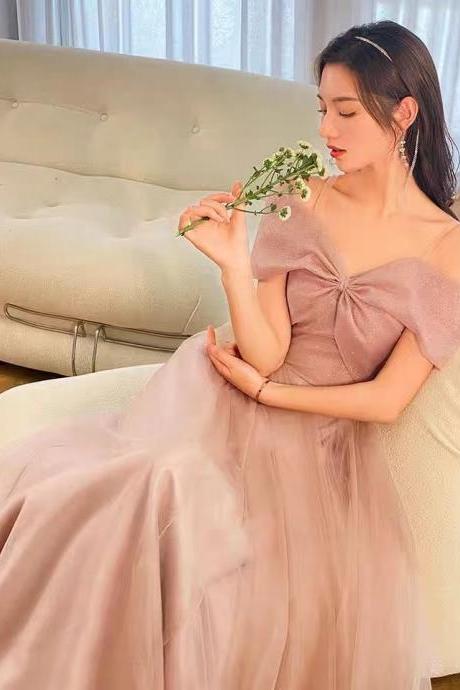 Cheap on sale!Pink bridesmaid dress, spaghetti strap prom dress, fairy party dress, Handmade,JB0136