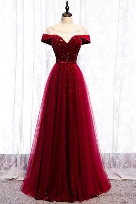 New, red evening dress ,long class prom dress, elegant formal dress, Handmade