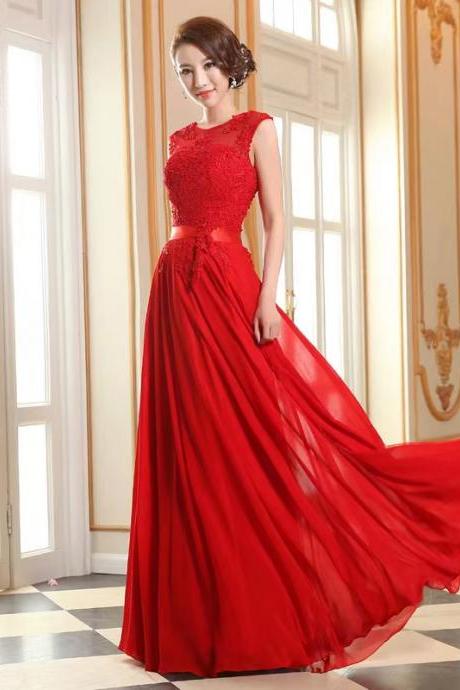 Cap sleeve evening dress, elegant bridesmaid dress, chiffon prom dress, Handmade