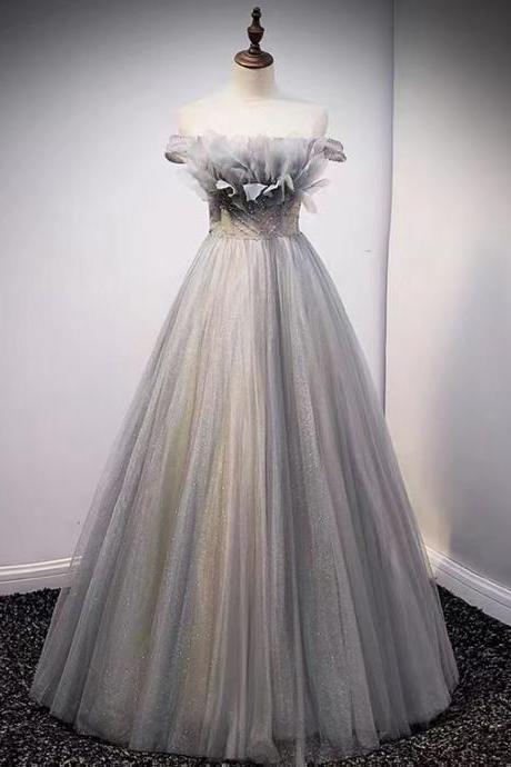 Luxury party dress, off shoulder evening dress,princess prom dress,handmade,JB0152