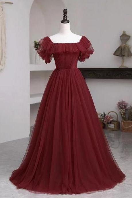 Off Shoulder Party Dress, Burgundy Evening Dress,charming Prom Dress,handmade
