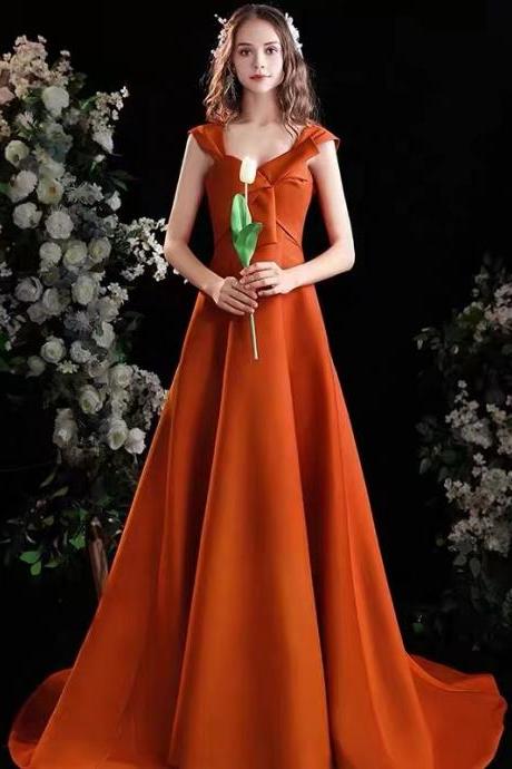 Orange Prom Dress, Runaway Princess Party Dress,handmade