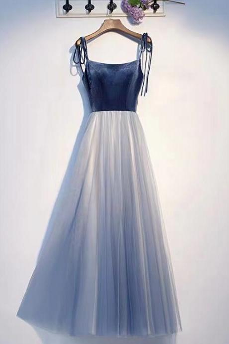 Cheap on sale!Blue party dress, spaghetti strap midi dress,simple bridesmaid dress,handmade