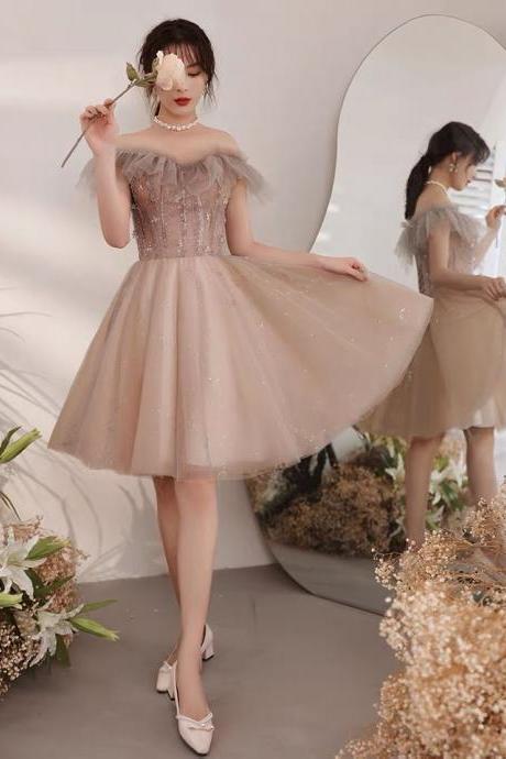 Off-the-shoulder Homecoming Dress, Short Fairy Dress, Princess Graduation Dress,handmade