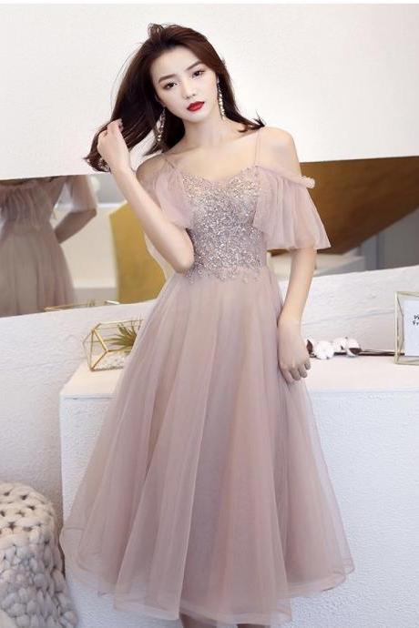 Off-the-shoulder homecoming dresses, pink bridesmaid dresses, sweet birthday dresses,handmade,JB0189
