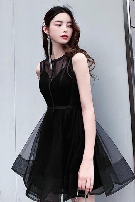Little Black Dress, Sexy Bouffant Dress,sleeveless Homecoming Dress,handmade