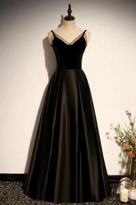 Black Party Dress,spaghetti Strap Prom Dress ,sexy Graduation Dress,handmade