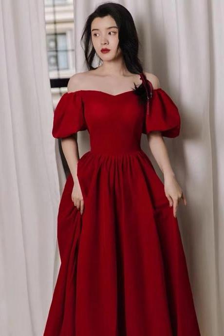 Off Shoulder Party Dress,red Prom Dress ,charming Evening Dress,handmade