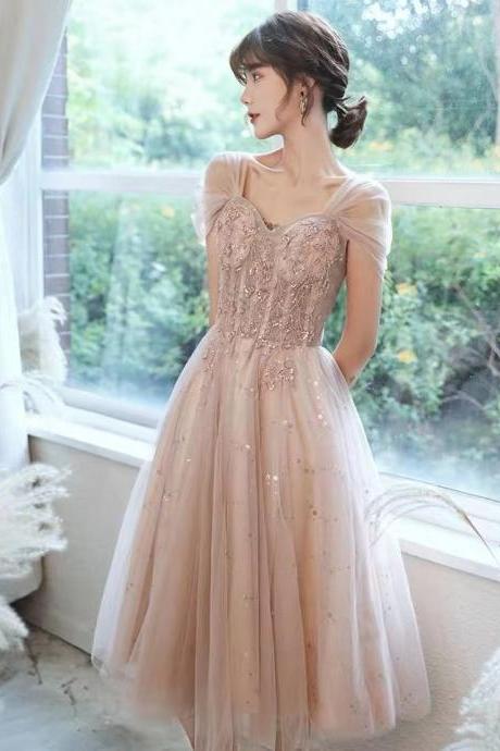 Off shoulder evening dress, new style, temperament bridesmaid dress, light luxury beaded prom dress,handmade