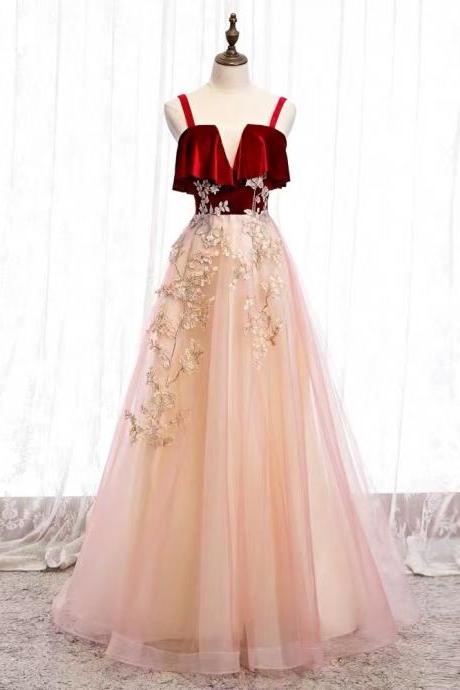 Charming prom dress, red dress, spaghetti strap elegant dress,handmade 