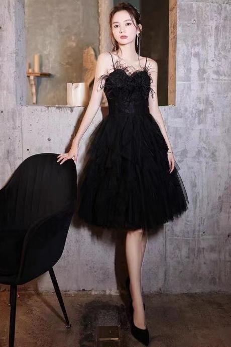 Luxury birthday dress, stylish party dress,little black dress,handmade ,JB0269