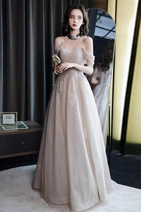 Fairy prom dress, champagne birthday dress,spagahetti strap party dress,handmade ,JB0271