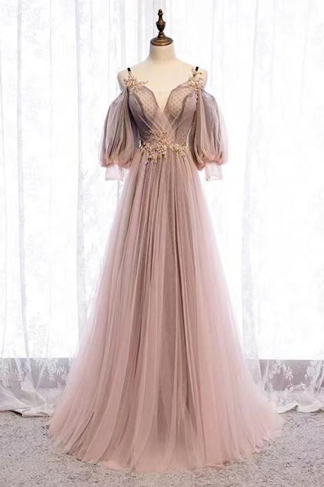 Fairy Prom Dress, Pink Birthday Dress,spagahetti Strap Party Dress,handmade