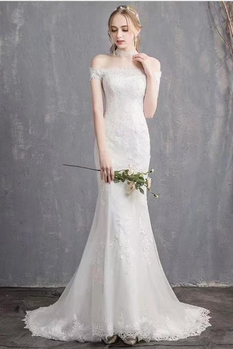Mermaid wedding dress, new style,off shoulder bridal dress,handmade