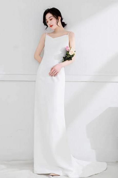 Mermaid Wedding Dress,spaghetti Strap White Dress,sexy Backless Bridal Dress,handmade