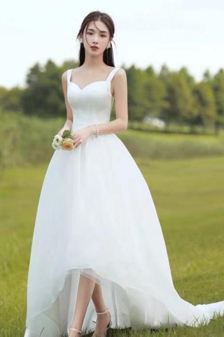 Spaghetti Strap Wedding Princess Dress, Bridal Tail Fairy Dress, Handmade