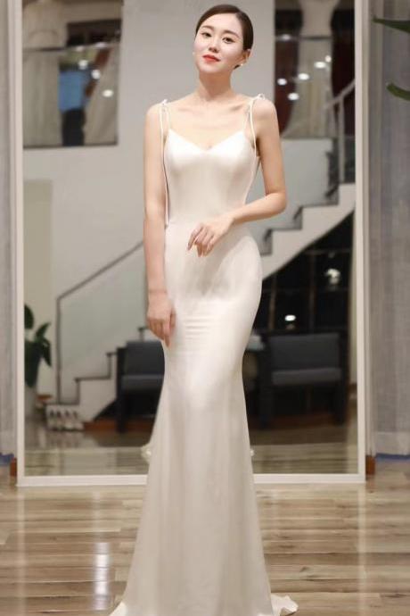 Light Wedding Dress,simple Bride Wedding Dress, White Mermaid Gown, Handmade