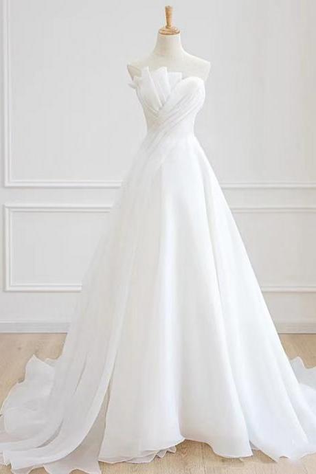 Strapless Bridal Dress, Chic Ball Gown Wedding Dress,handmade