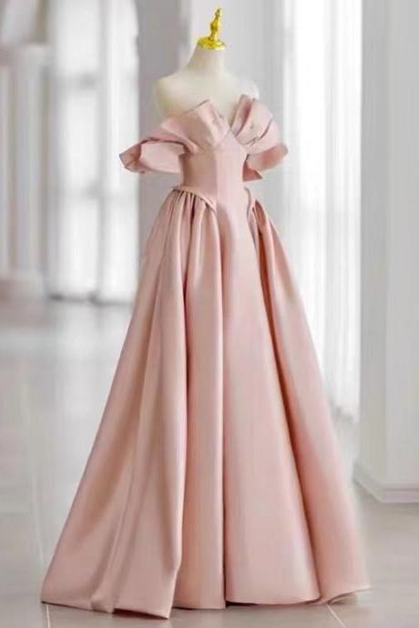 Off Shoulder Bridal Dress, Pink Sweet Wedding Dress,handmade