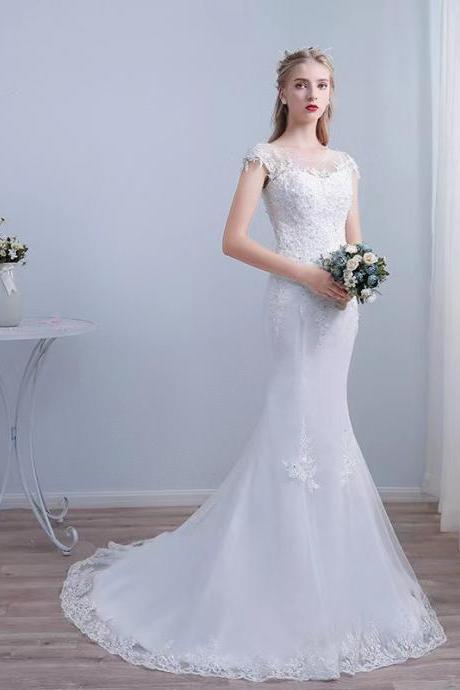 Summer, , Lace Long Mermaid Wedding Dress,sexy Slim Bridal Dress,handmade