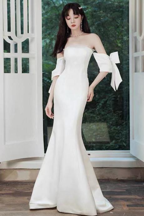 White Evening Dress, Style, Senior Sense Mermaid Bridal Dress, Luxury Light Wedding Dress ,handmade