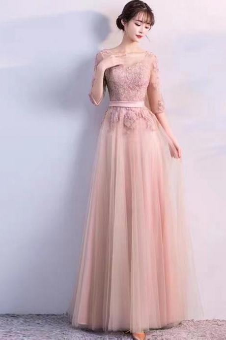 Pink Tulle Bridesmaid Dresses, Cute Long Formal Dresses, Fairy Bridesmaid Dresses, Handmade