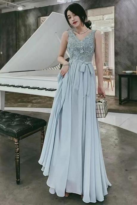 V-neck Bridesmaid Dress,chiffon Prom Dress,elegant Party Dress,custom Made